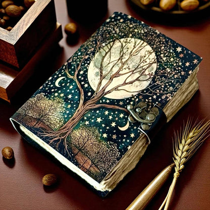Vintage Leather Journal Notebook Nahkainen Päiväkirja Tree of Life 3 | MNM HANDICRAFTS