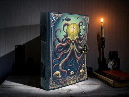 Vintage Leather Journal Notebook Nahkainen Päiväkirja Cthulhu Octopus | MNM HANDICRAFTS