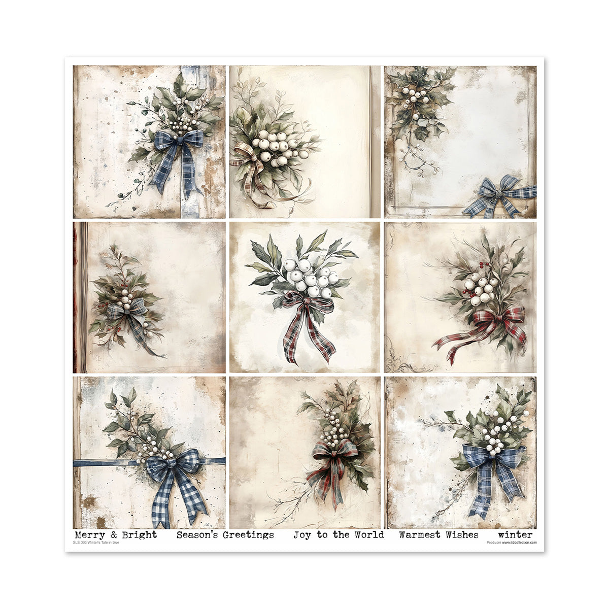 Paperisetti Winter's Tale in Blue 30 x 30cm | ITD Collection