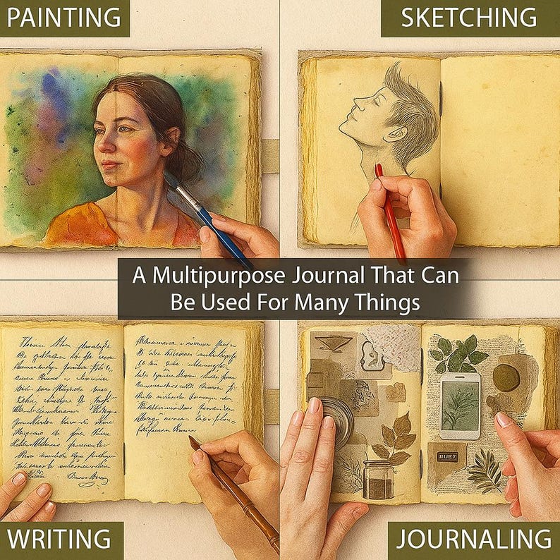 Vintage Leather Journal Notebook Leather Diary Compass | Craft Junky Store