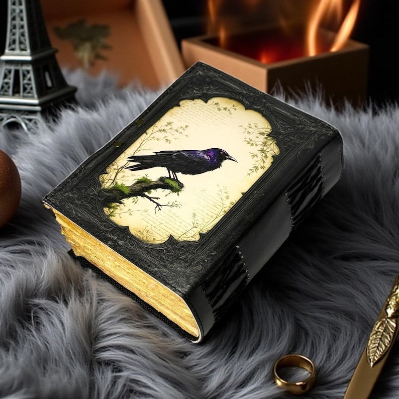 ENNAKKOMYYNNISSÄ! Vintage Leather Journal Notebook Nahkainen Päiväkirja Raven II | Leatherooze