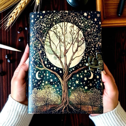 Vintage Leather Journal Notebook Nahkainen Päiväkirja Tree of Life 3 | MNM HANDICRAFTS