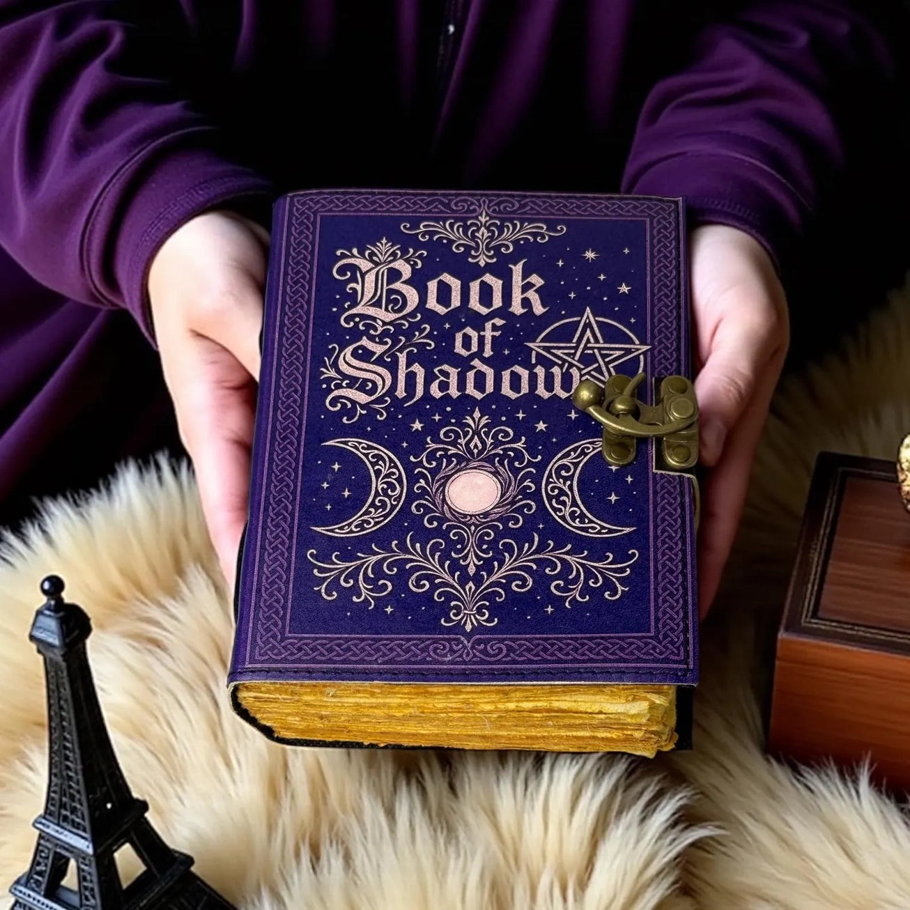 ENNAKKOMYYNNISSÄ! Vintage Leather Journal Notebook Nahkainen Päiväkirja Book of Shadows Lila | MNM HANDICRAFTS