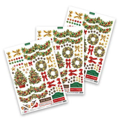 3D paperiaskarteluun Christmas Floral Die Cut Decoupage | Katy Sue Designs